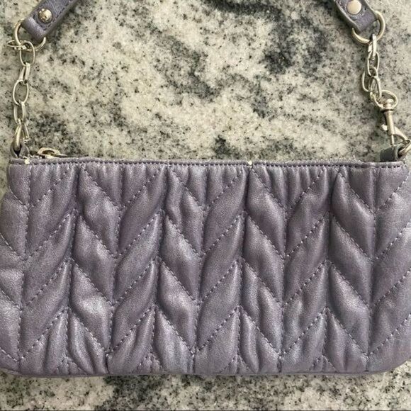 Express Purse Purple Quilted Zip Hand Bag Small Clutch Violet - Picture 6 of 8